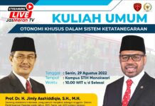 Kuliah Umum Prof Jimly Asshiddiqie, Filep: Pemahaman Otsus dalam Sistem Ketatanegaraan Penting Bagi Mahasiswa STIH
