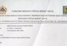 Surati Pj Gubernur, Forkom Imekko Papua Barat Daya Tegaskan Perihal Pencabutan Hak Adat George Dedaida