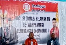 Hadiri Deklarasi Ormas/Relawan Warpramasi, Dominggus Ajak Semua Warga Papua Barat Pilih DOAMU