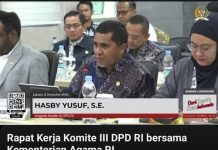 Rapat Kerja; Senator DPD RI Dapil Malut Sampaikan Aspirasi Dihadapan Menag RI